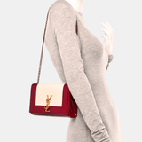 Saint Laurent Kate Small Shoulder Bag (Oxblood/Off White)