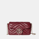 Gucci GG Marmont Mini Shoulder Bag In Rosso Ancora Red Leather