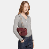 Gucci GG Marmont Medium Shoulder Bag In Rosso Ancora Red Leather