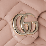 Gucci GG Marmont Mini Shoulder Bag In Pink Beige Leather