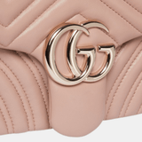 Gucci GG Marmont Medium Shoulder Bag In Pink Beige Leather