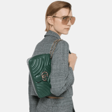 Gucci GG Marmont Medium Shoulder Bag In Green Leather