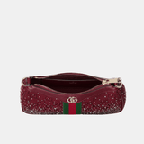 Gucci Ophidia Crystals Small Shoulder Bag In Rosso Ancora Red GG Canvas