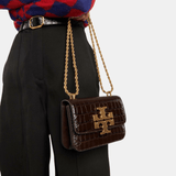 Tory Burch Eleanor Croc-Embossed Shoulder Bag (Dark Mahogany)
