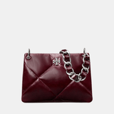 Tory Burch Small Kira Diamond Quilt Distressed Shoulder Bag (Dark Carmine)