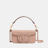Valentino Garavani Locò Small Shoulder Bag With Jewel Logo (Rose Cannelle)