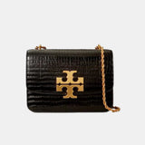 Tory Burch Large Eleanor Croc-Embossed Shoulder Bag (Black)