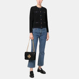 Tory Burch Large Eleanor Croc-Embossed Shoulder Bag (Black)