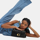 Coach Quilted Tabby 26 Shoulder Bag (Black/Gold)