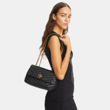 Tory Burch Kira Chevron Convertible Shoulder Bag (Black)