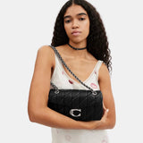 Coach Quilted Tabby 26 Shoulder Bag (Black/Silver)